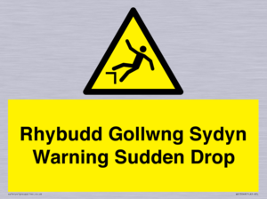 Rhybudd Gollwng Sydyn Warning Sudden Drop